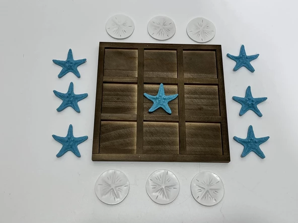 Deniz Yıldızı Desenli Ahşap Tic Tac Toe Oyunu - 7