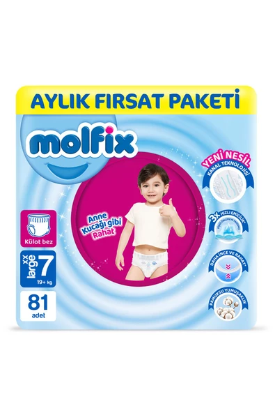 Molfix Pants Bebek Bezi 7 Beden Xxl Aylık Fırsat Paketi 81 Adet