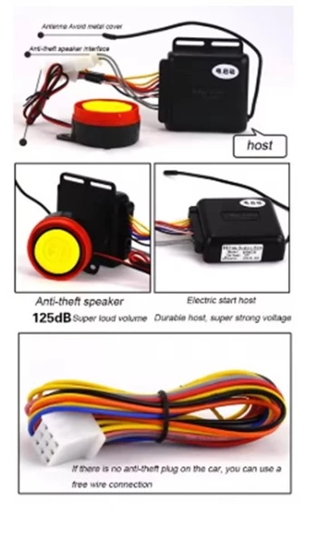 Motosiklet Uzaktan Çalıştırmalı 125db Alarm Seti Yedek Anahtarlı - 3
