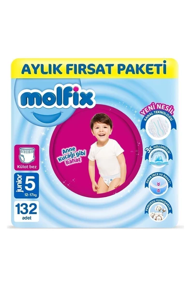 Molfix Külot Bez 5 Beden Junior Aylık Fırsat Paketi 132 Adet