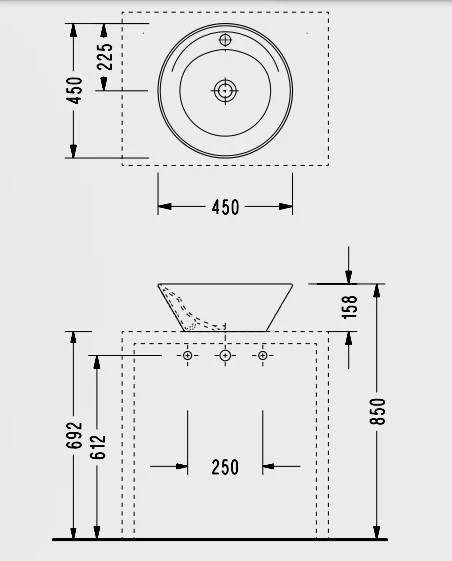 Serel Poseidon Tezgah Üstü Çanak Lavabo (Ø 45 cm) PS33TXS110H - 2