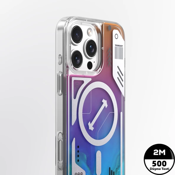 Youngkit Apple iPhone 16 Pro Max Kılıf Magsafe Şarj Özellikli Parlak Kumlu Sıvılı Tasarımlı Galaxy Fantasy Serisi Kapak - Resim 11