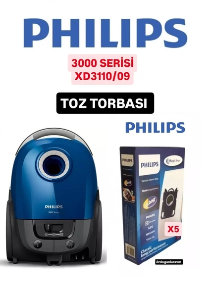 PHILIPS 3000 Serisi Süpürge Toz Torbası 5 li Kutulu Motor Filitreli