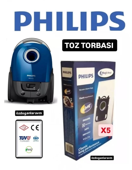 PHILIPS XD3110/09 Süpürge Toz Torbası 5 li Kutulu Motor Filitreli