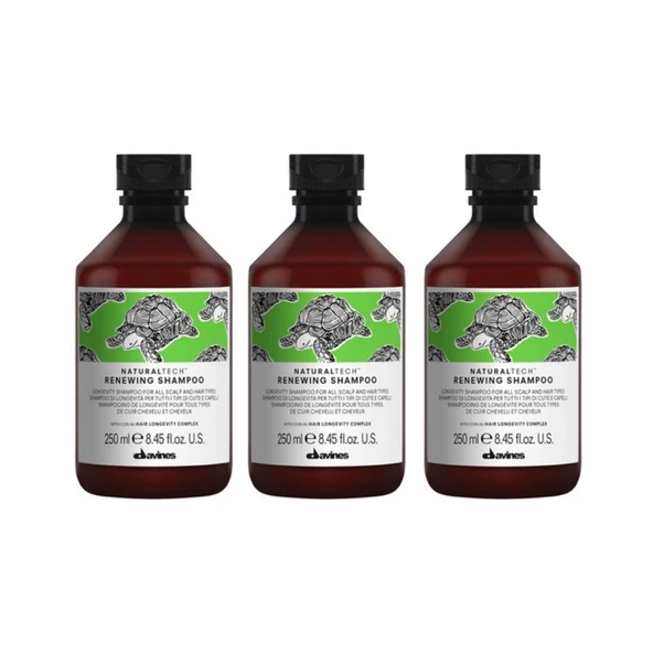 Ekonomik Üçlü Davines NaturalTech Renewing Tüm Saç Tipleri için Şampuan 250ml - %100 Orijinal %100 Doğal
