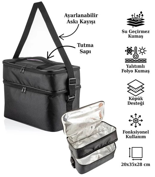 Kamp Piknik Termal Soğutucu Yalıtımlı Buzluk Termos Çanta 22 Lt - 960 Siyah - Resim 5