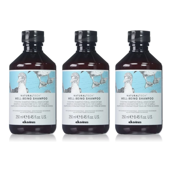 Ekonomik Üçlü Davines Well Being Hassas Baş Derisi için Nemlendirici Şampuan 250ml - %100 Orijinal %100 Doğal