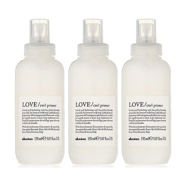 Ekonomik Üçlü Davines Love Curl Primer Kıvırcık Dalgalı Saçlar için Süt 150ml - %100 Orijinal %100 Doğal