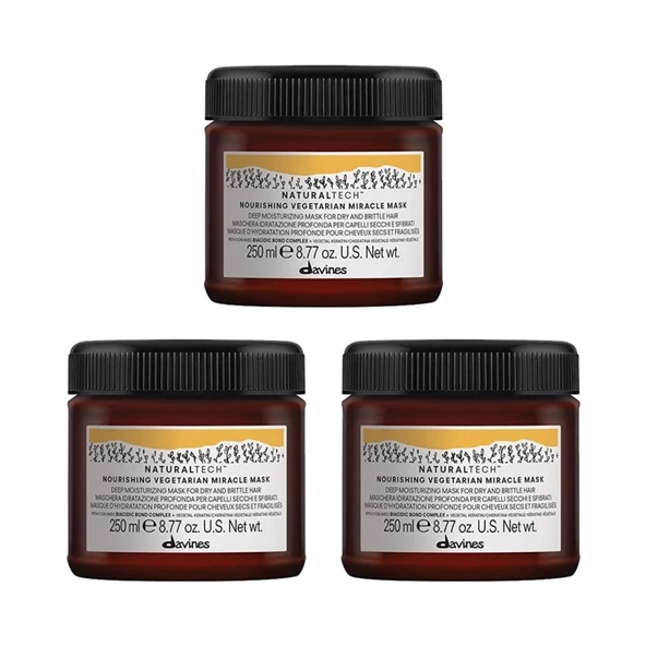 Ekonomik Üçlü Davines Nourishing Vegetarian Mucize Maske 250 ml - %100 Orijinal %100 Doğal