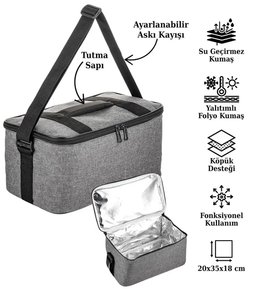 Kamp Piknik Termal Soğutucu Yalıtımlı Buzluk Termos Çanta 14 Lt - 940 - 5