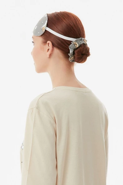 Ayıcık Baskılı Bisiklet Yaka Pijama Takımı - 3