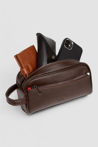 Lederax Suni Deri El Çantası Seyahat Çantası Makyaj Çantası LD310 - Resim 2