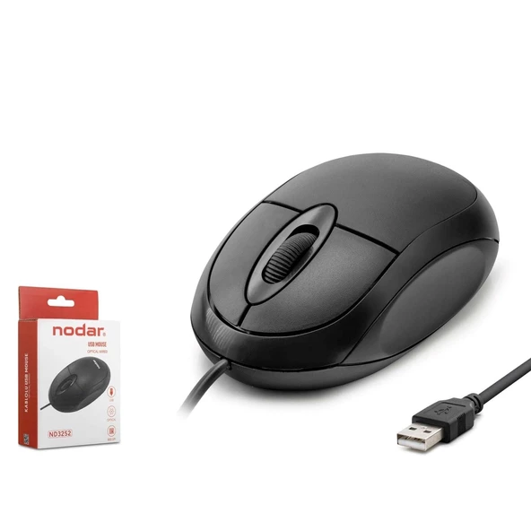 Nodar ND3252 800dpi 1.10mt USB Kablolu Mini Mouse - Siyah