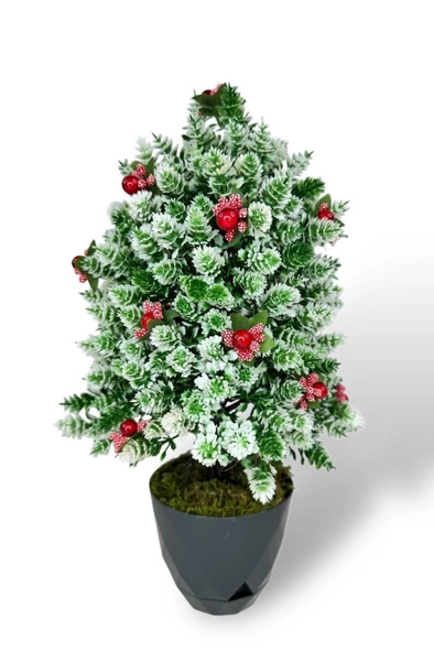 Nettenevime Yapay Çiçek Yılbaşı Çam Ağacı Kokinalı Karlı Kayın Siyah Saksılı - Resim 6