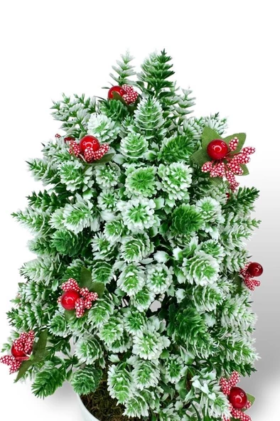 Nettenevime Yapay Çiçek Yılbaşı Çam Ağacı Kokinalı Karlı Kayın Siyah Saksılı - Resim 5