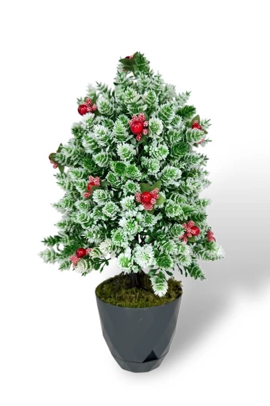 Nettenevime Yapay Çiçek Yılbaşı Çam Ağacı Kokinalı Karlı Kayın Siyah Saksılı - Resim 2