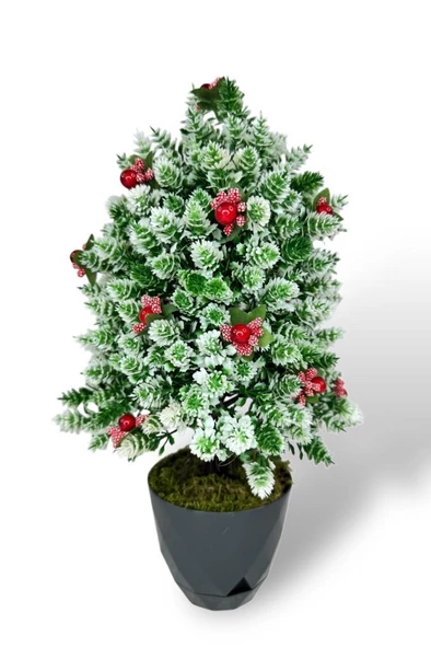 Nettenevime Yapay Çiçek Yılbaşı Çam Ağacı Kokinalı Karlı Kayın Siyah Saksılı - Resim 3