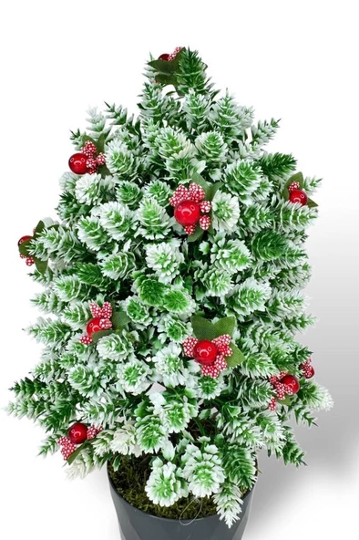 Nettenevime Yapay Çiçek Yılbaşı Çam Ağacı Kokinalı Karlı Kayın Siyah Saksılı - Resim 4