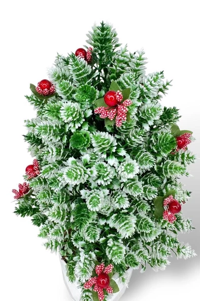 Nettenevime Yapay Çiçek Yılbaşı Çam Ağacı Kokinalı Karlı Kayın Beyaz Saksılı - Resim 4