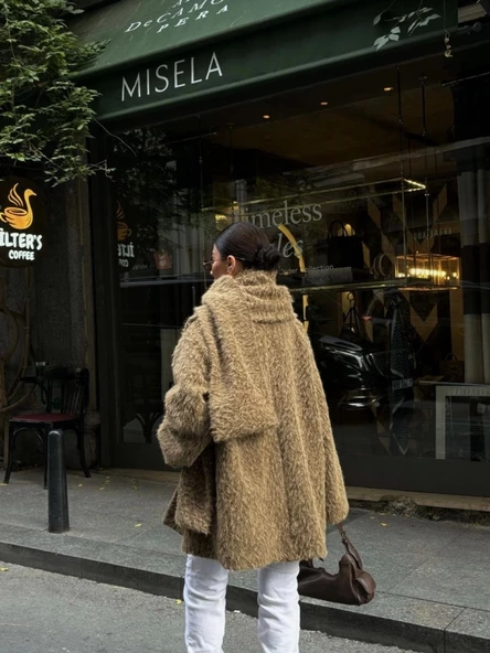 Yün Cıkartılabilen Atkılı ,Kaban İkili Takım- Kahve - Resim 3