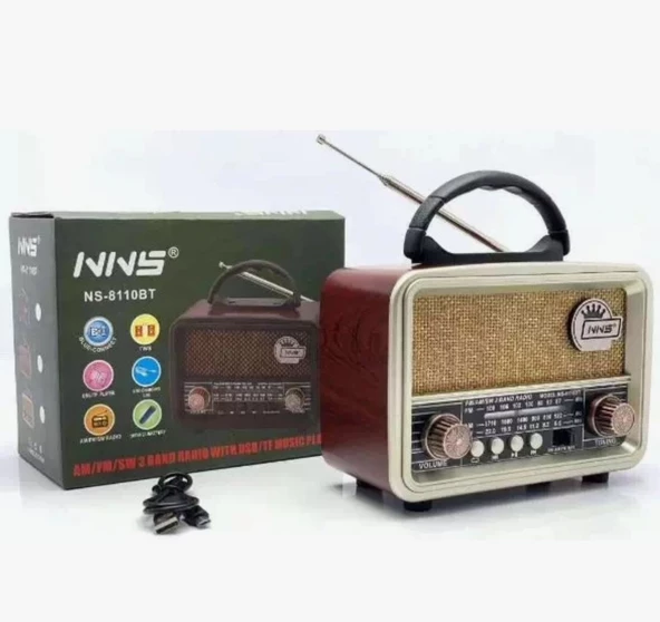 NNS Ns-8110 Nostaljik Radyo Usb / Tf Kart / Fm Retro Taşınabilir Bluetooth Hoparlör - 3