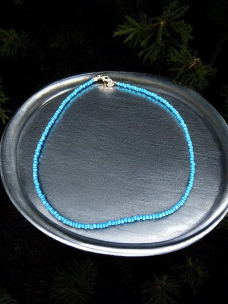 Mavi Kadın Bahar Renkleri Kum Boncuk Kolye - 2