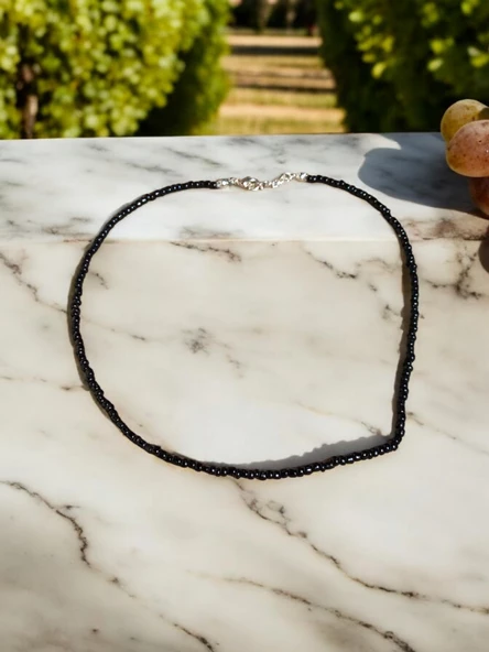 Siyah Kadın Bahar Renkleri Kum Boncuk Kolye - Resim 2