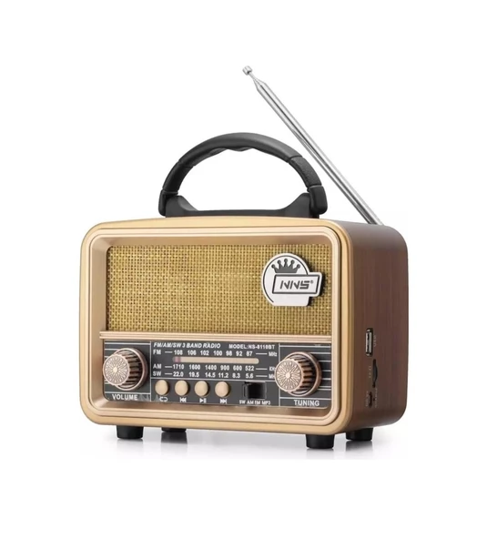 NNS Ns-8110 Nostaljik Radyo Usb / Tf Kart / Fm Retro Taşınabilir Bluetooth Hoparlör