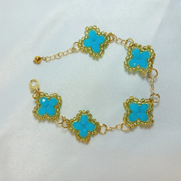 Mavi Çift Taraflı Yonca Bileklik - 2