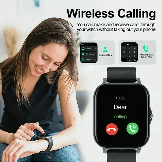 Premium Seri Modern Ve Fonksiyonel Tasarım Şık Siyah Zarif Görünüm Arama Cevaplanabilen Akıllı Saat ürün görseli 1