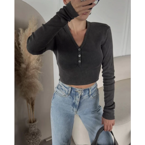 Straight Jeans Yıkamalı Lucky Life Kadın Crop Yüksek Bel - 3