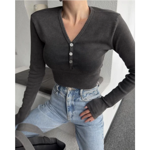 Straight Jeans Yıkamalı Lucky Life Kadın Crop Yüksek Bel - 4