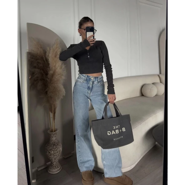 Straight Jeans Yıkamalı Lucky Life Kadın Crop Yüksek Bel
