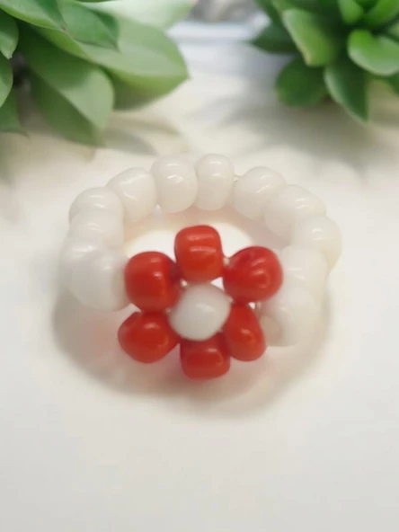 Kum Boncuklu El Yapımı Papatya Yüzük - 2