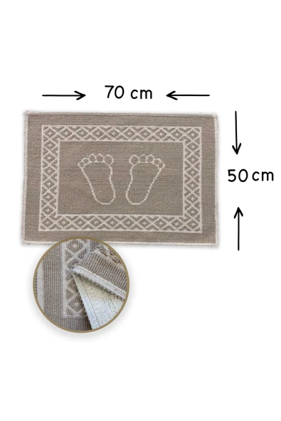 Soffy Kahve & Kahve 2 Adet 50x70 cm Banyo Paspası %100 Doğal Pamuk Ayak Paspası Ayak Havlusu - 4