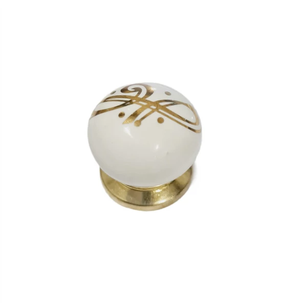 BEYAZ PORSELEN  DESENLİ  GOLD TABAN / 5 ADET - 2