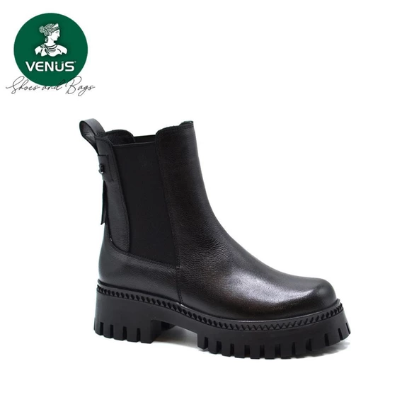 VENÜS 2251813K KALIN TABAN HAFİF LASTİKLİ DERİ KADIN BOT - 4