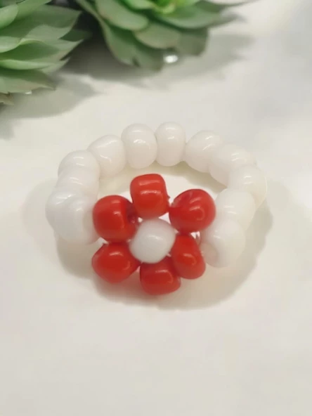 Kum Boncuklu El Yapımı Papatya Yüzük - 3