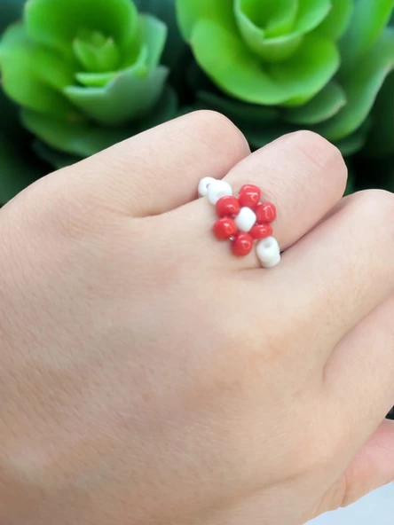 Kum Boncuklu El Yapımı Papatya Yüzük