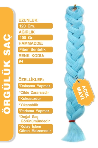 Afrika Zenci Örgüsü Rasta Ve Box Braid için Sentetik Saç -  Açık Mavi - Resim 2