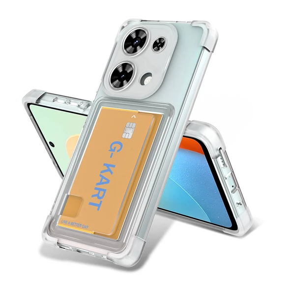 Xiaomi Redmi Note 13 Pro 4G Kılıf Airbag Tasarımlı Şeffaf Kartlıklı G-Kart Kapak - Resim 2