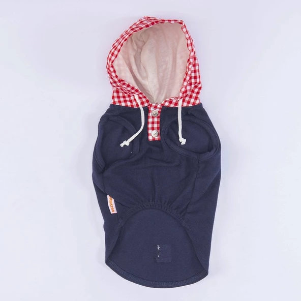 PawStar Lacivert Gingham Kapşonlu Polo T-Shirt - 5