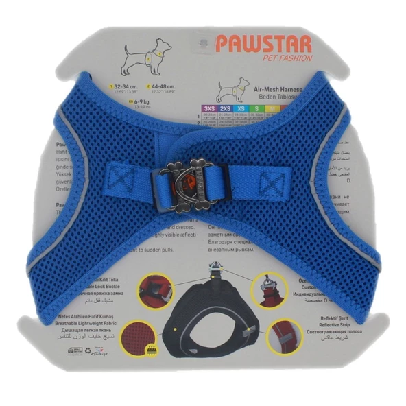PawStar Royal Blue Airmesh Köpek Göğüs Tasması - 5