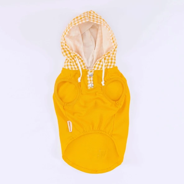 PawStar Sarı Gingham Kapşonlu Polo T-Shirt - 5