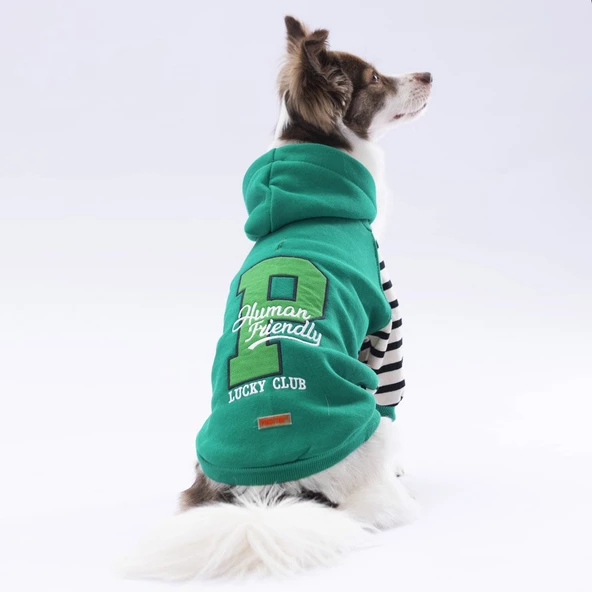 PawStar Yeşil Lucky Club Hoodie Küçük ve Orta Irk