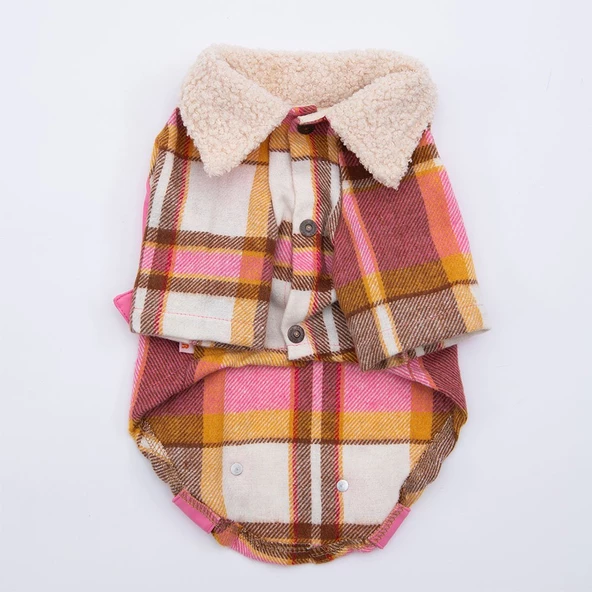 PawStar Pembe Plaid e Pelle Ceket - 4