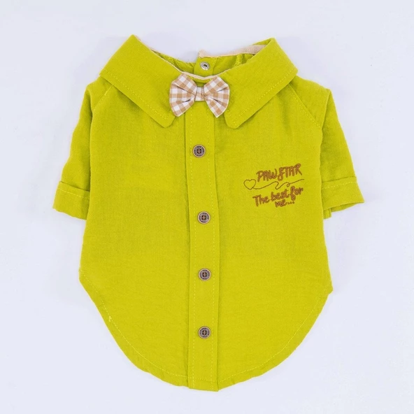 PawStar Yeşil Linen Look Gömlek - Resim 4