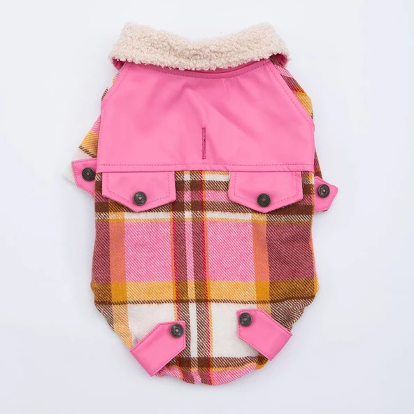 PawStar Pembe Plaid e Pelle Ceket - 3