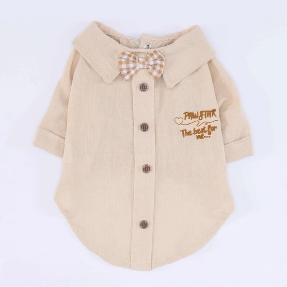PawStar  Bej Linen Look Gömlek - 4
