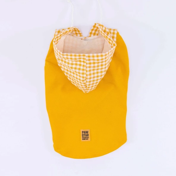 PawStar Sarı Gingham Kapşonlu Polo T-Shirt - 4